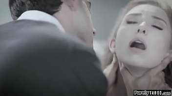 Cute blonde teen meets a stranger she met online.Both want to try c. and she lets him take the lead if hes careful.He grabs her throat while kissing her and c. her during deepthroat.It really turns her on when he fucks and c. her