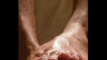 Man feet barefoot tease