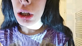 Teen goth girl's pov toothbrush in front of hidden cam pt2 HD