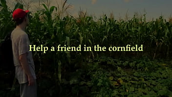 Sweet boy gives blowjob in cornfield to his friend