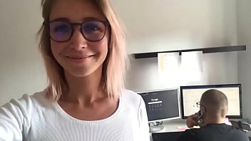 Blonde girl let her new boss fuck on her first day at work