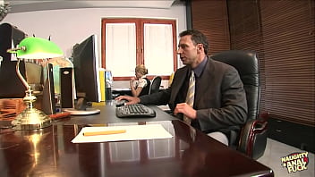 Discovering the blonde secretary engaging in self-stimulation after working hours culminates in explicit anal intercourse inside the workplace.