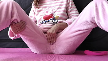 teen with small tits in pajamas masturbate juicy cunt and squirting orgasm