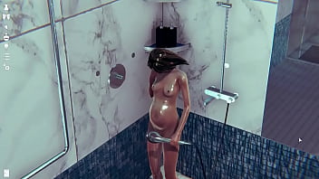 BRUNE PREGNANT BATH
